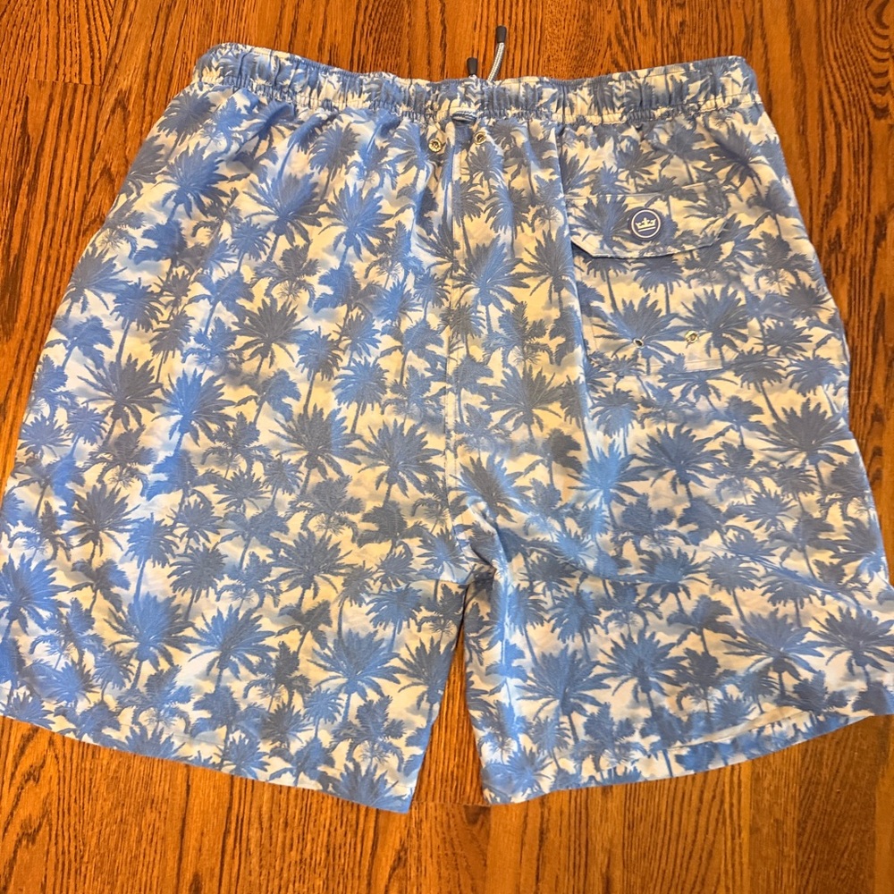 Peter Millar Blue Palm Tree Swim Shorts XL
